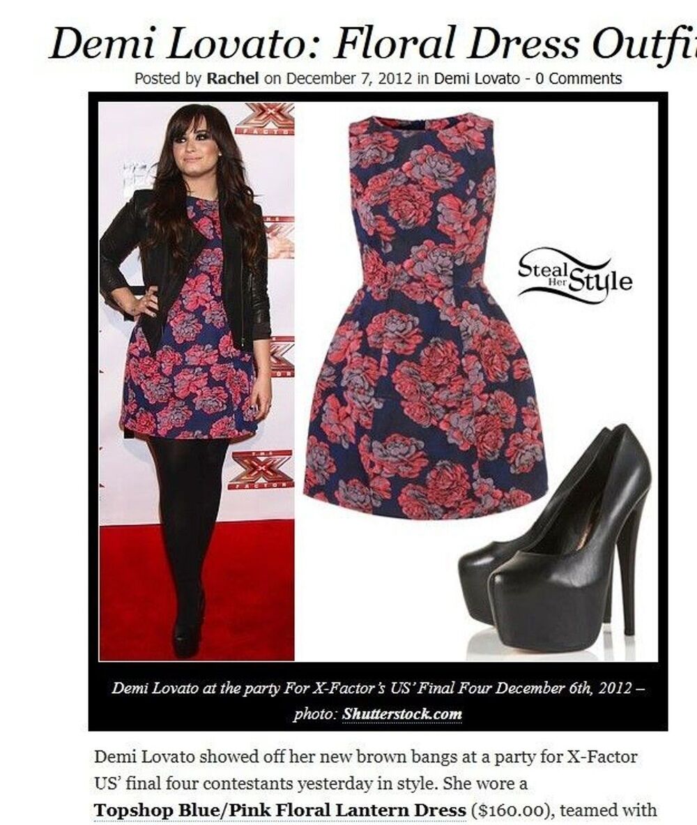 EUC Topshop Blue/Pink Floral Lantern Dress D. Lovato 2012 XFactor Party Dress 10